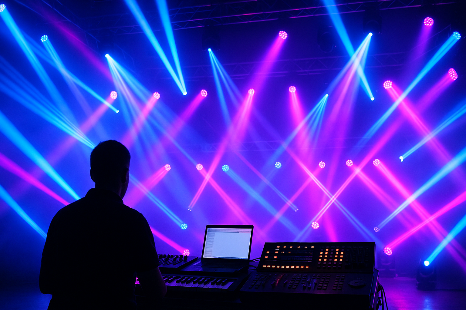 Professional MIDI controlled lighting setup